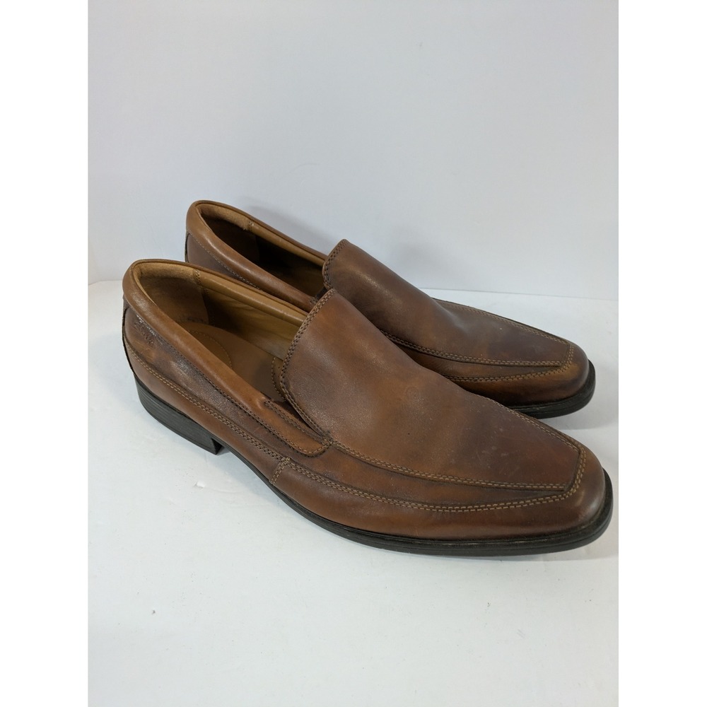 Clarks Mens Brown Leather Square Toe Slip On Loafers 261300987120 Size 13 M